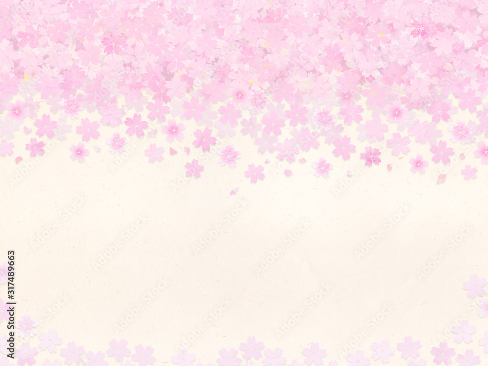 舞い落ちるピンクの桜花びら ベージュ背景 Stock Illustration Adobe Stock