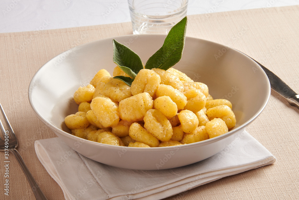 Gnocchi pasta with butter and salvia Gnocchi pasta with butter and salvia