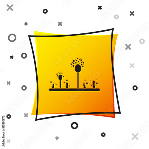 Black Mold icon isolated on white background. Yellow square button. Vector Illustration