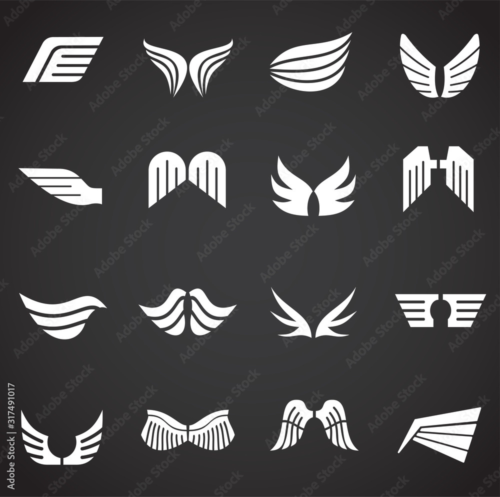 Wing related icons set on background for graphic and web design. Creative illustration concept symbol for web or mobile app