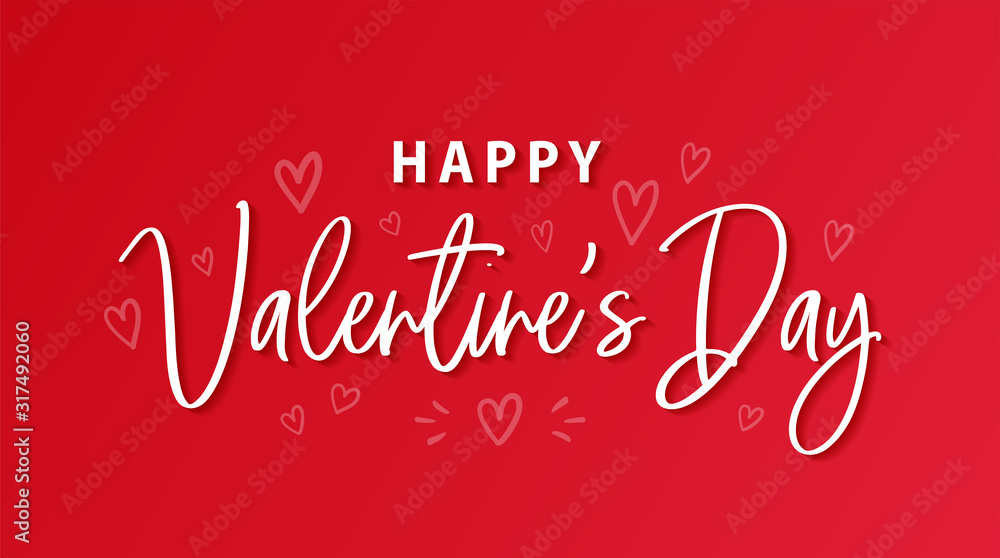 Happy Valentines Day romantic greeting card, typography poster with text and hearts. . Happy Valentines Day romantic greeting card, typography poster with text and hearts. .