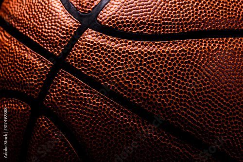 Close up of leather basketball background textured