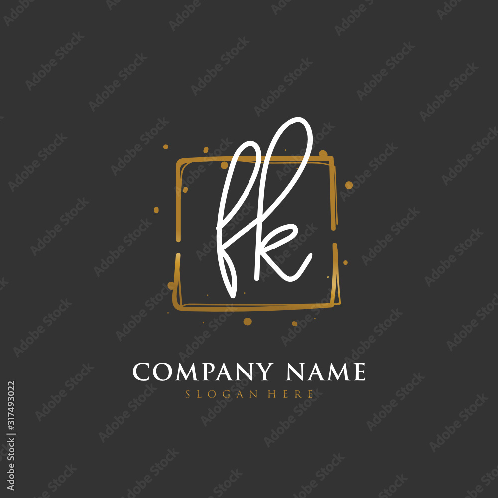 Handwritten initial letter F K FK for identity and logo. Vector logo template with handwriting and signature style. Handwritten initial letter F K FK for identity and logo. Vector logo template with handwriting and signature style.
