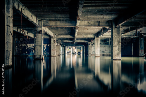 Dramatic view of damaged and abandoned building