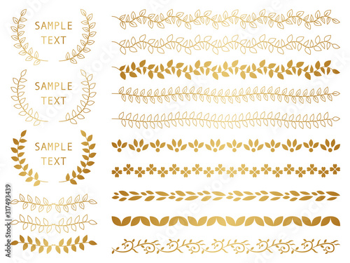 飾り罫　フレーム　ゴールド　植物