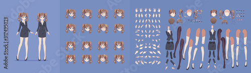 Anime manga girl business woman for animation