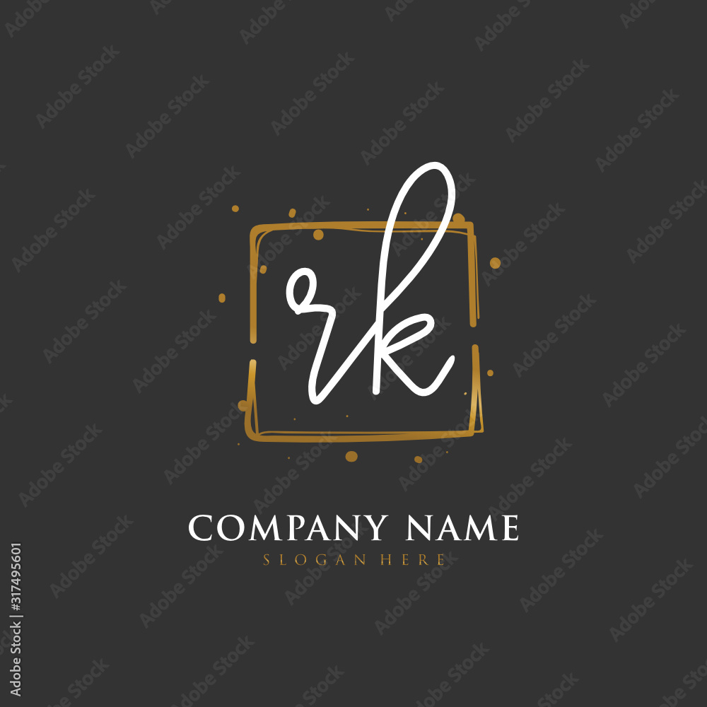 Handwritten initial letter R K RK for identity and logo. Vector logo template with handwriting and signature style. Handwritten initial letter R K RK for identity and logo. Vector logo template with handwriting and signature style.