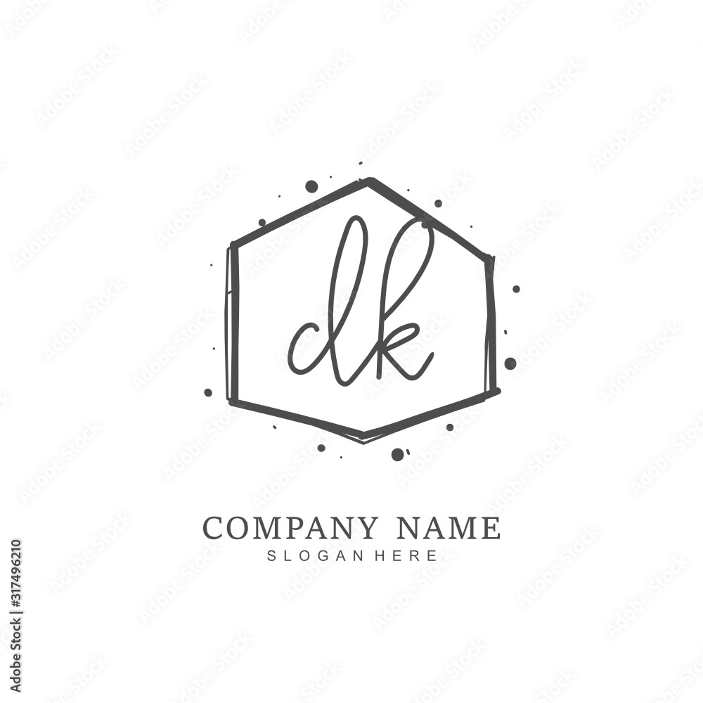 Handwritten initial letter D K DK for identity and logo. Vector logo template with handwriting and signature style. Handwritten initial letter D K DK for identity and logo. Vector logo template with handwriting and signature style.