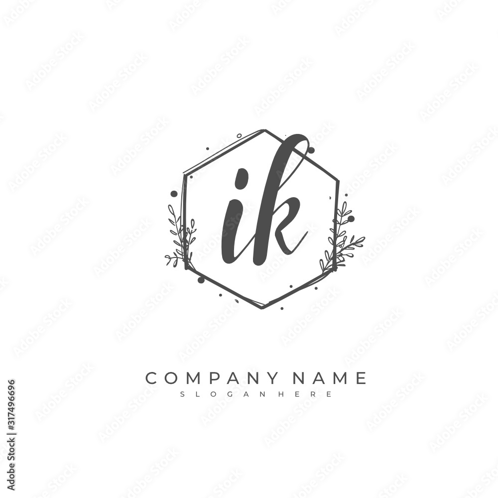 Handwritten initial letter I K IK for identity and logo. Vector logo template with handwriting and signature style. Handwritten initial letter I K IK for identity and logo. Vector logo template with handwriting and signature style.