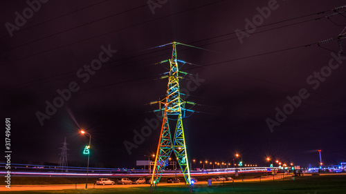 Colorful electicity tower