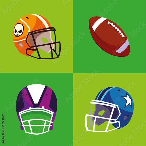 Super bowl ball and helmets vector design