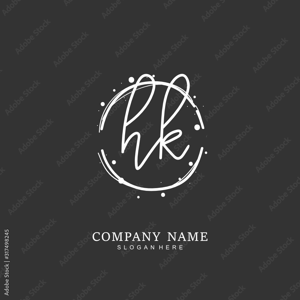 Handwritten initial letter H K HK for identity and logo. Vector logo template with handwriting and signature style. Handwritten initial letter H K HK for identity and logo. Vector logo template with handwriting and signature style.