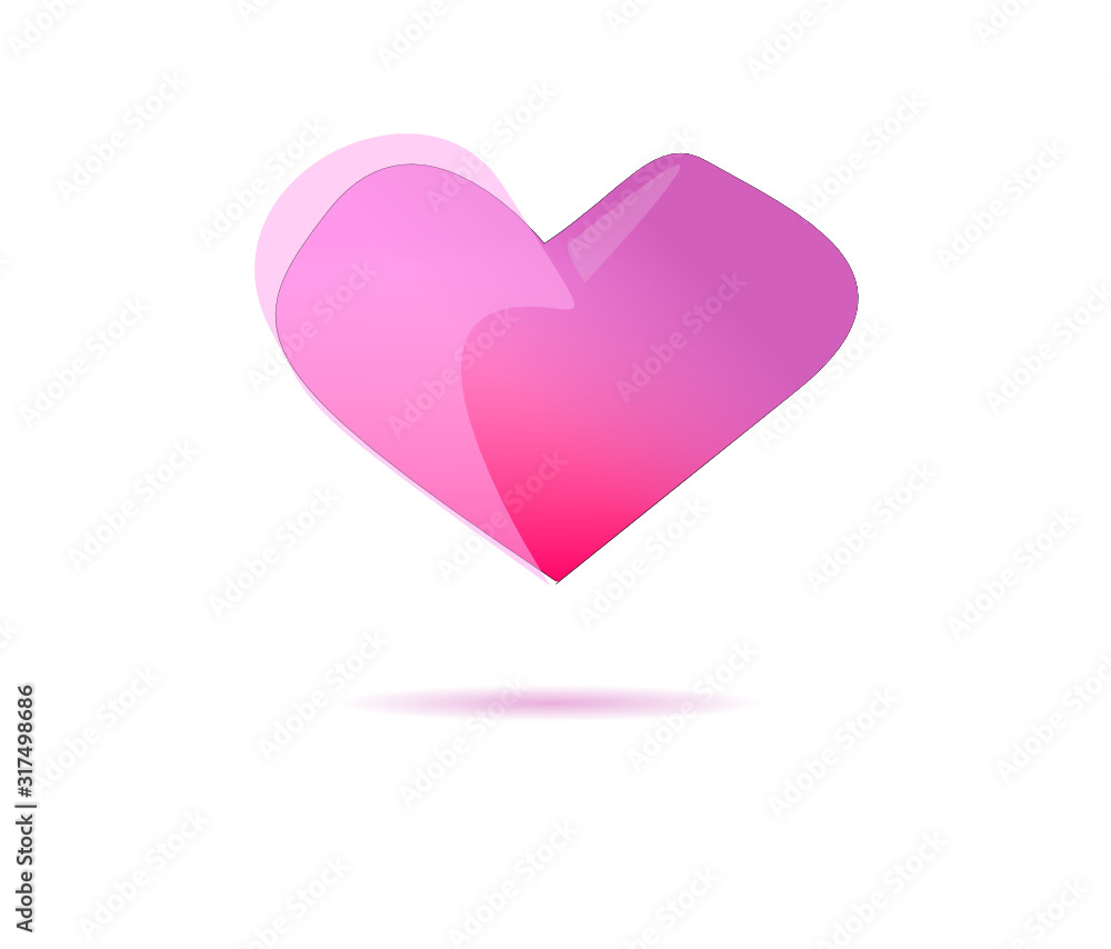 Vector pink heart  on isolated background.
