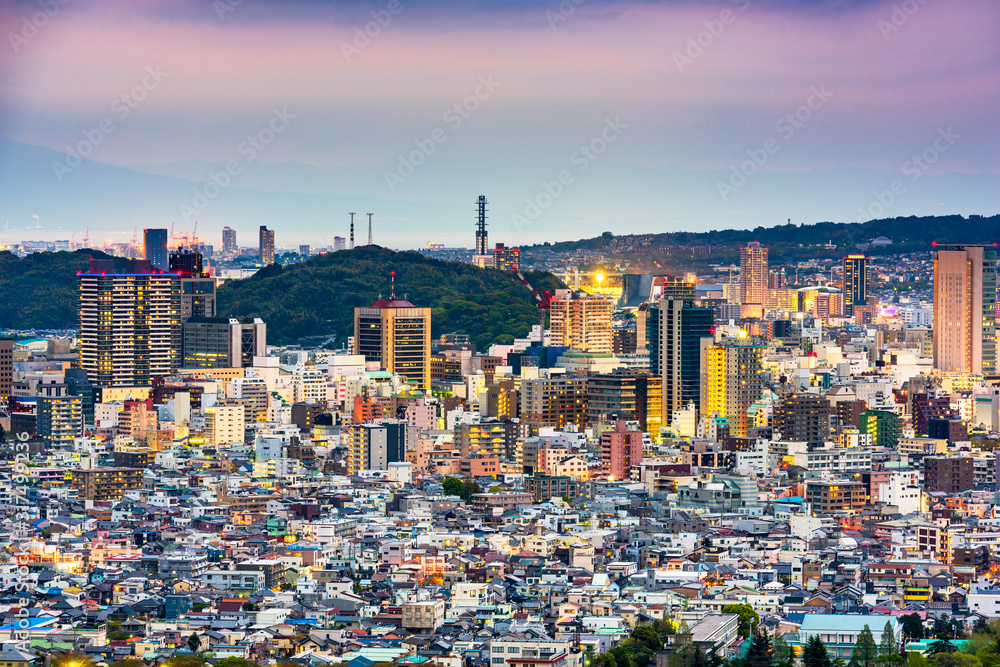 Obraz premium Shizuoka, Japan Downtown City Skyline at Dusk
