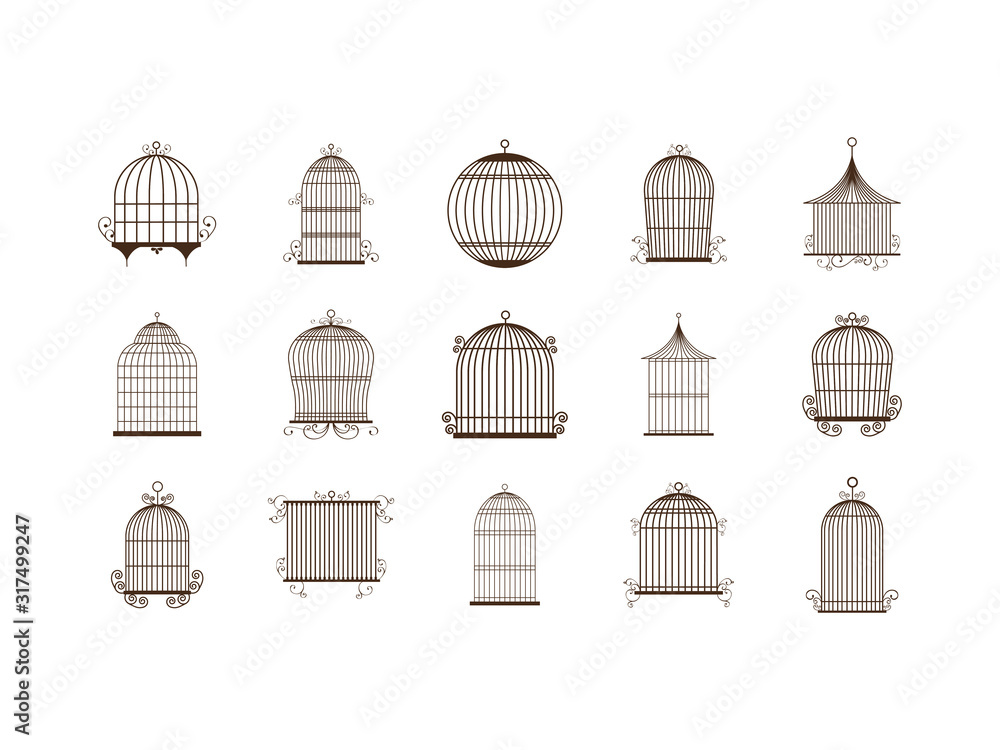 Isolated birdcage icon set vector design