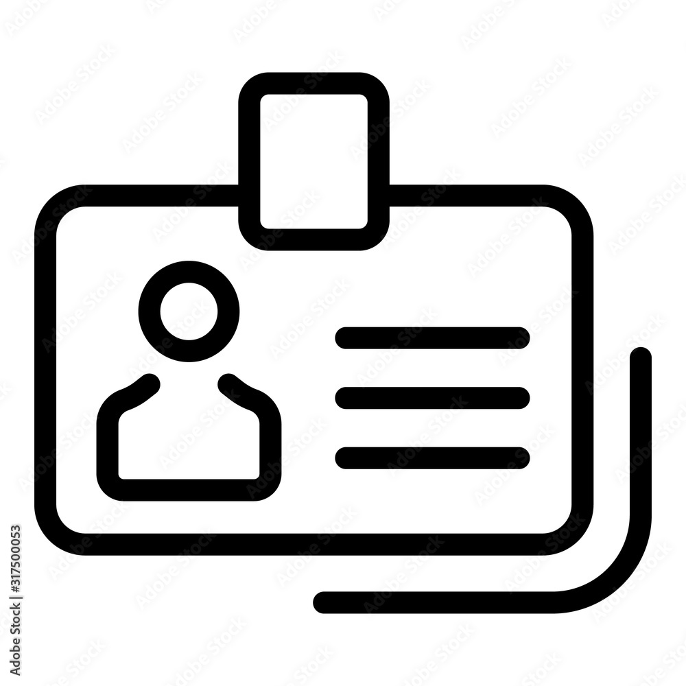 Id card icon. Outline id card vector icon for web design isolated on white background