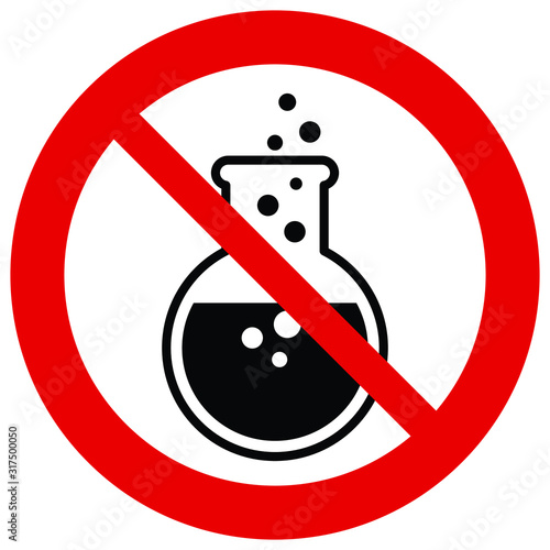 No chemical. chemicals free vector sign. No GMO vector icon. The red circle prohibiting sing 