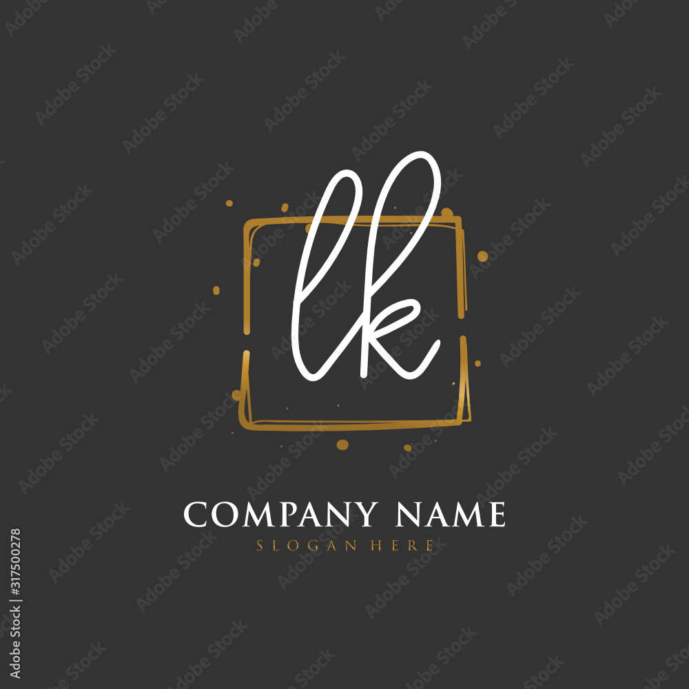 Handwritten initial letter L K LK for identity and logo. Vector logo template with handwriting and signature style. Handwritten initial letter L K LK for identity and logo. Vector logo template with handwriting and signature style.