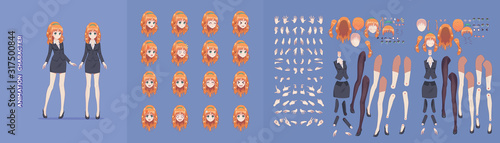 Anime manga girl business woman for animation