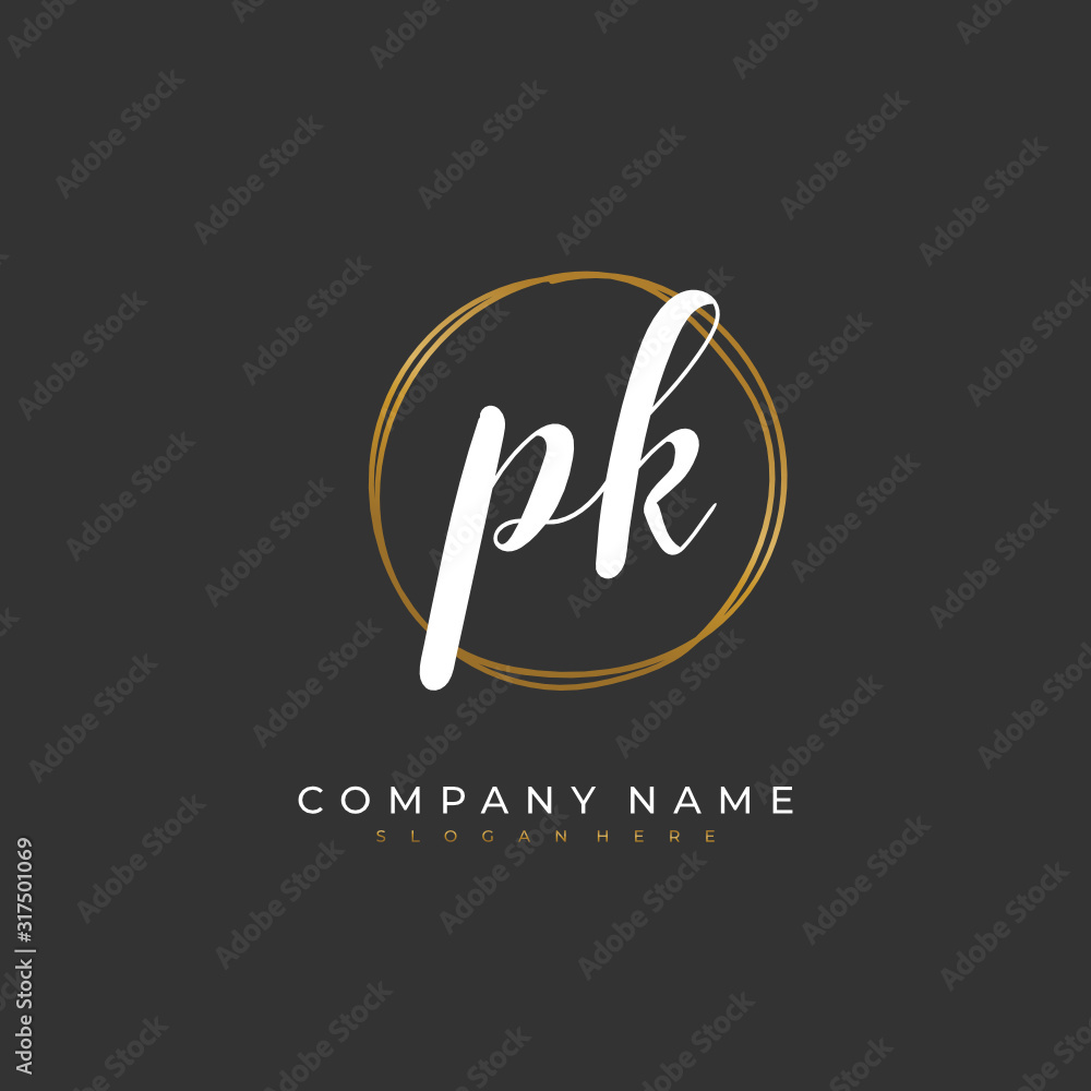 Handwritten initial letter P K PK for identity and logo. Vector logo template with handwriting and signature style. Handwritten initial letter P K PK for identity and logo. Vector logo template with handwriting and signature style.