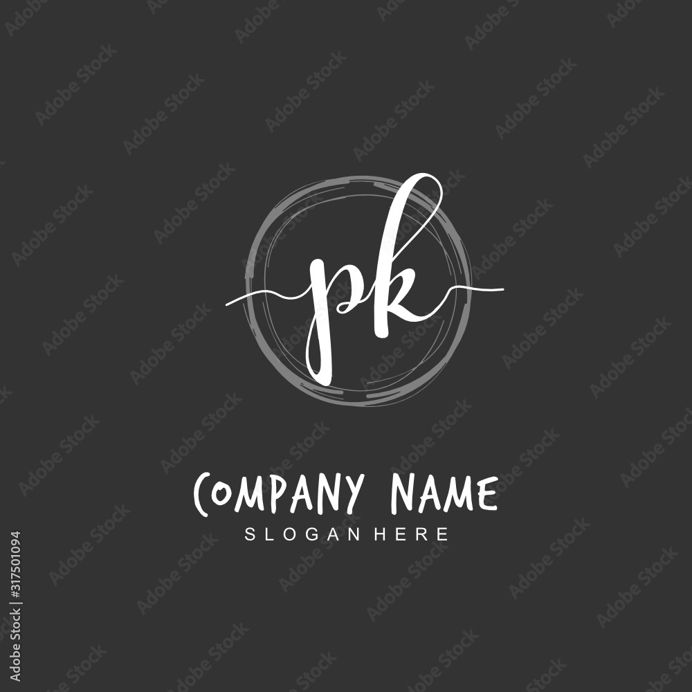 Handwritten initial letter P K PK for identity and logo. Vector logo template with handwriting and signature style. Handwritten initial letter P K PK for identity and logo. Vector logo template with handwriting and signature style.