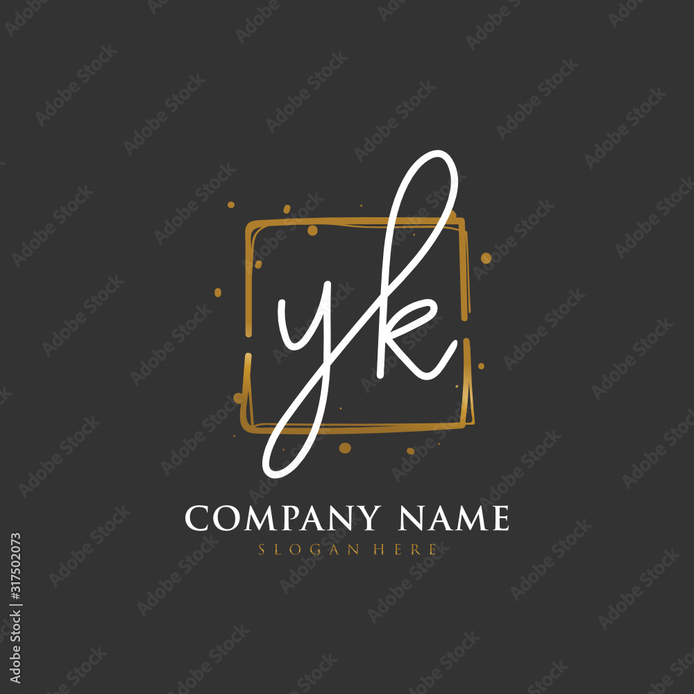 Handwritten initial letter Y K YK for identity and logo. Vector logo template with handwriting and signature style. Handwritten initial letter Y K YK for identity and logo. Vector logo template with handwriting and signature style.