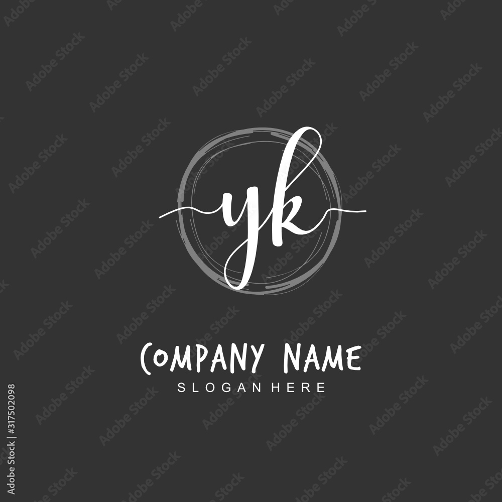 Handwritten initial letter Y K YK for identity and logo. Vector logo template with handwriting and signature style. Handwritten initial letter Y K YK for identity and logo. Vector logo template with handwriting and signature style.