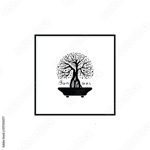Decorative plant, vector logo design isnpiration. Tree with lush leaves
