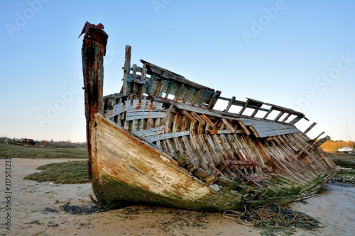 werck of fishing boat on the beach