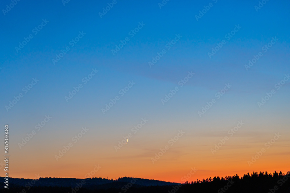 Clear sky without clouds at dusk before sunrise.