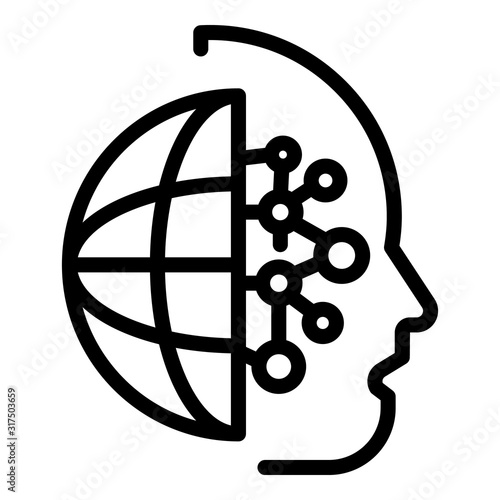 Machine learning icon. Outline machine learning vector icon for web design isolated on white background