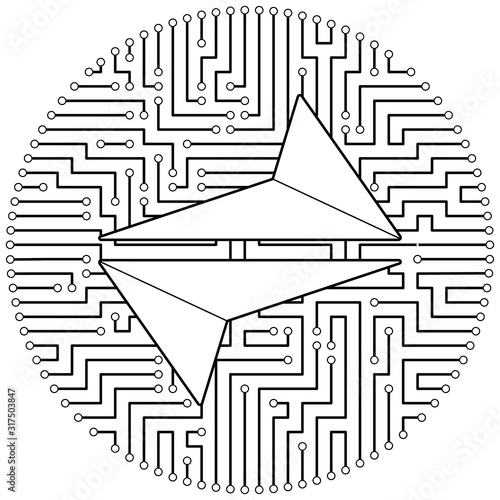 BitSend - cryptocurrency coin. Vector thin line design single isolated icon. Lineart illustration on white background