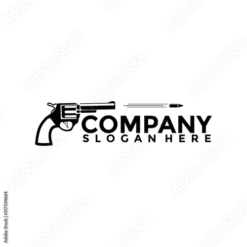 Gun with Flying Bullet Logo Icon , Gun Logo Vector Isolated on a white background