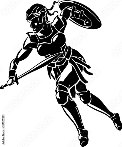 Female Medieval Amazon Warrior, Lunge Attack