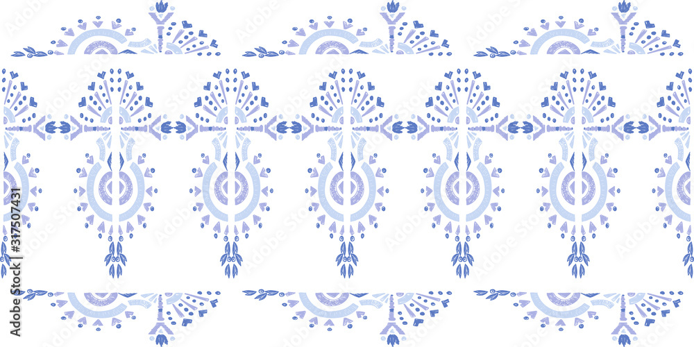 Fototapeta premium Abstract embroidery seamless ikat pattern Geometric abstract ornament background