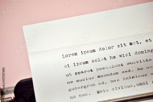 Photography Sheet of Paper on Typewriter with Lorem Ipsum