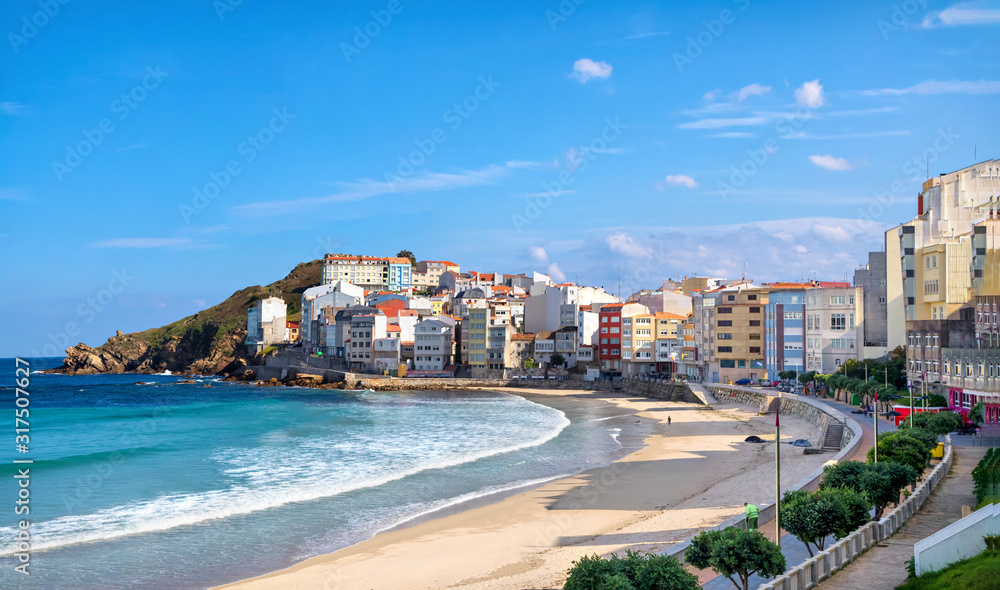 Maplica, Galicia, Spain. View of Praia de Area Maior sandy beach