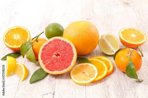 assortment of citrus fruit with lemon, orange,grapefruit,lime © M.studio