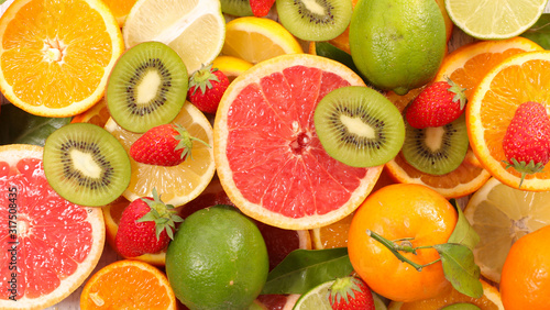 assortment of citrus fruit with lemon  orange grapefruit lime