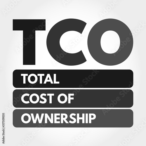 TCO - Total Cost of Ownership acronym, business concept background
