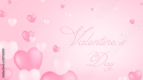 Valentines day pink hearts background, contains text