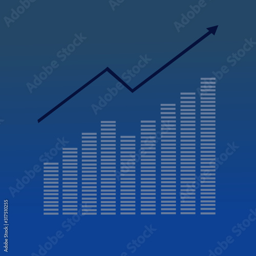 vector image of business chart with arrow describing concept of economy growth