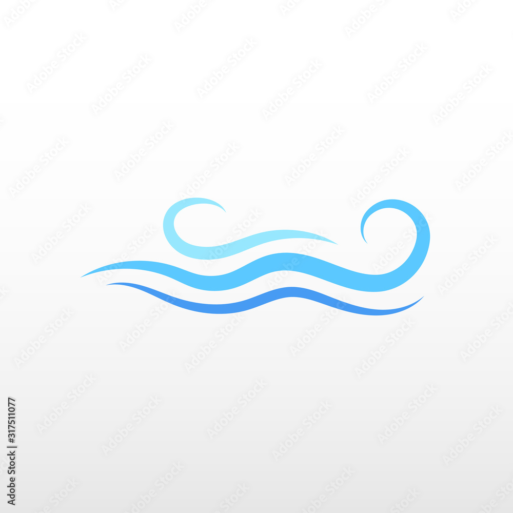 Blue ocean water fluid wave logo icon object vector isolated background