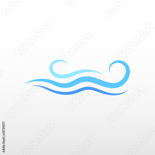 Blue ocean water fluid wave logo icon object vector isolated background