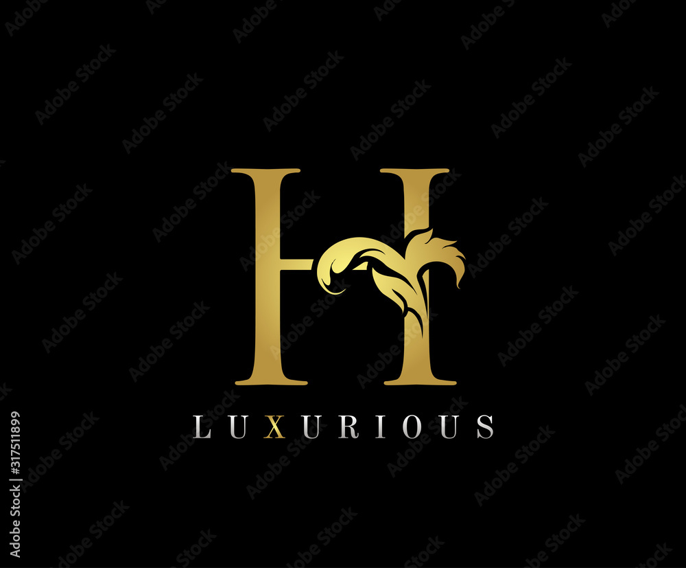 Golden H Luxury Logo Icon, Classic H Letter Logo Design. Golden H Luxury Logo Icon, Classic H Letter Logo Design.