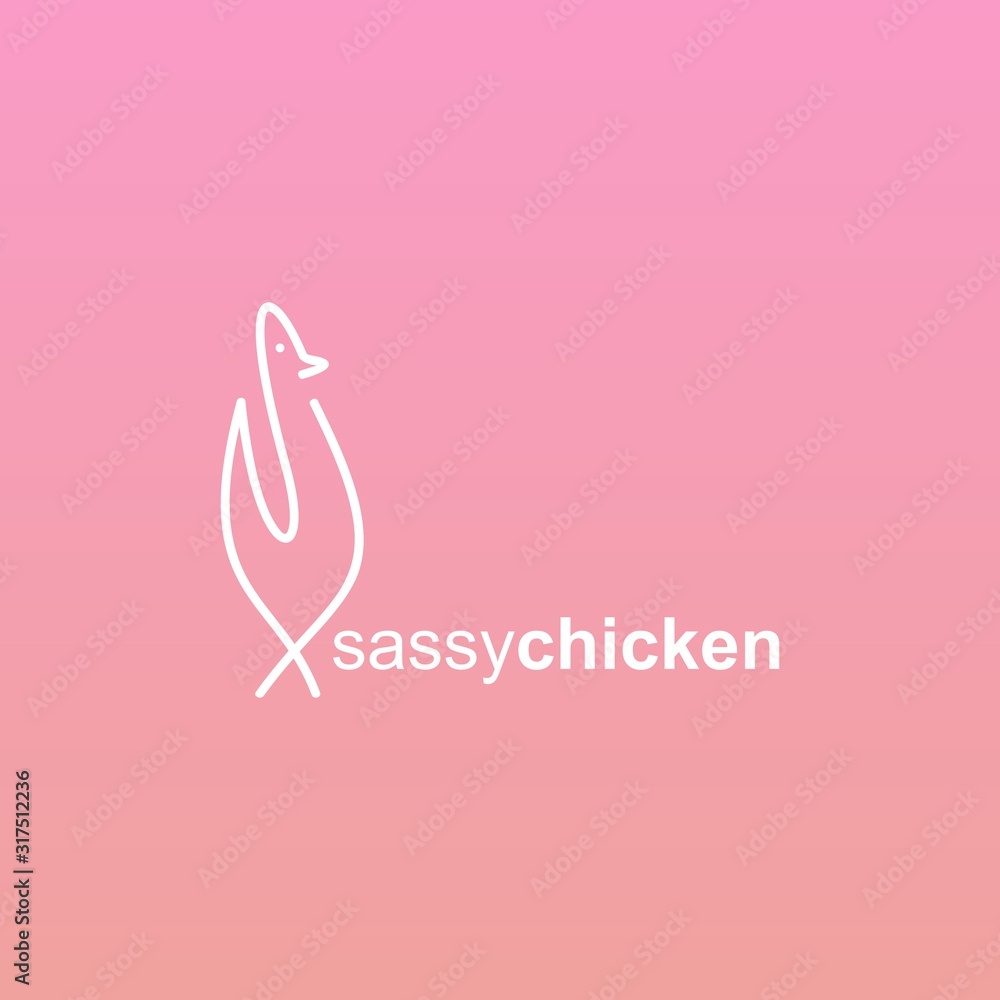 Sassy Chicken Logo Design on pink background