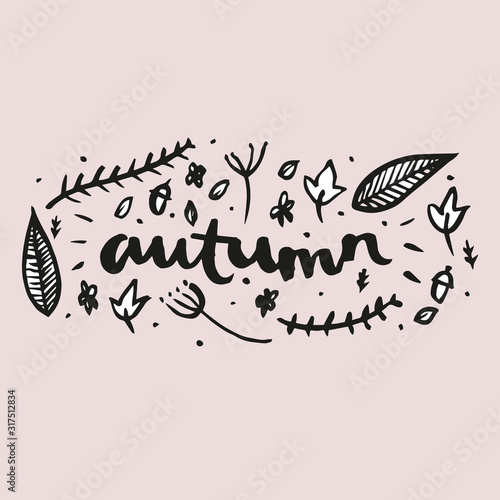 Hand lettered autumn illustration
