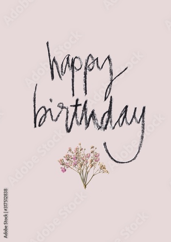 Hand lettered happy birthday illustration