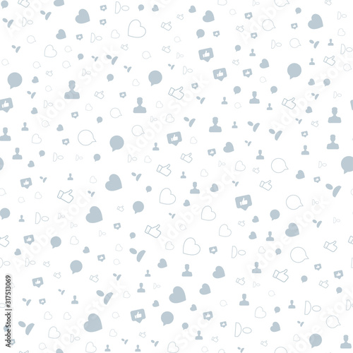 Seamless pattern with Icons of social networks and symbols of notifications. Flat vector illustration EPS 10
