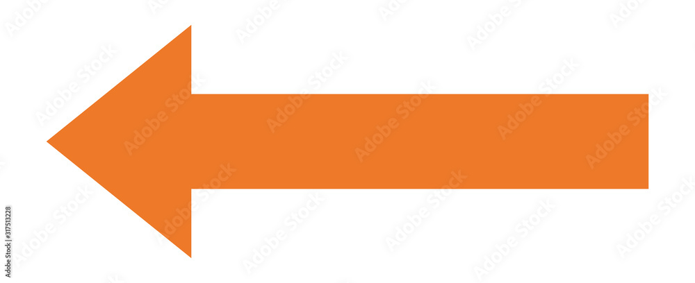Orange arrow to the left / vector, isolated Orange arrow to the left / vector, isolated